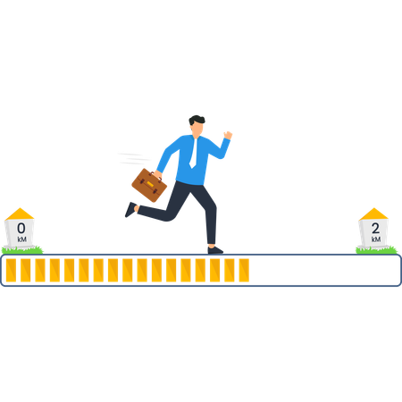 Businessman Running Towards Goal  Illustration