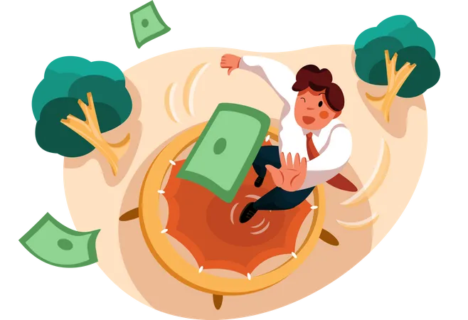 Businessman running towards money  Illustration