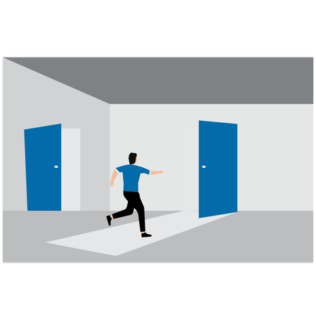 Businessman running towards new opportunity  Illustration