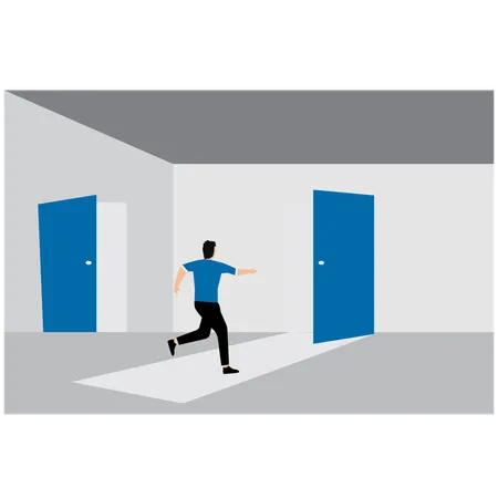 Businessman running towards new opportunity  Illustration