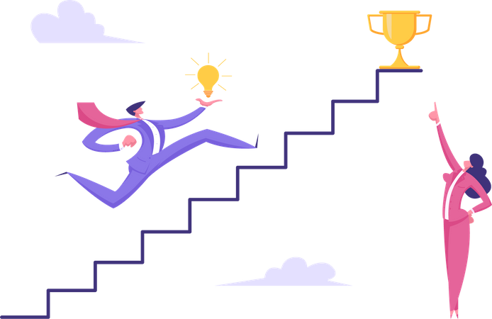 Businessman running towards success Illustration