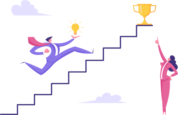 Businessman running towards success  Illustration