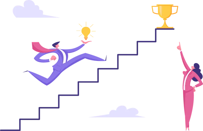 Businessman running towards success  Illustration