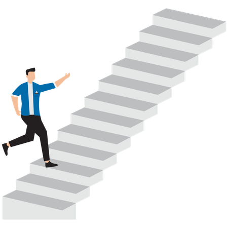 Businessman running up on stair  Illustration