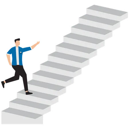 Businessman running up on stair  Illustration