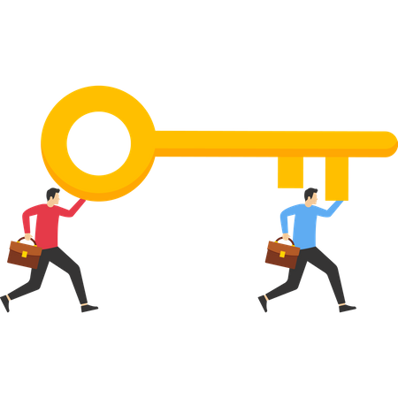 Businessman running with big key  Illustration