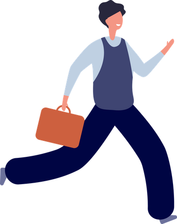 Businessman Running With Briefcase Illustration