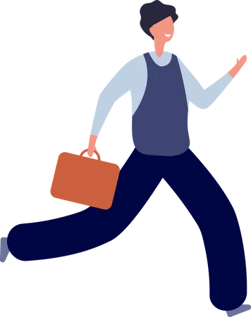 Businessman Running With Briefcase Illustration