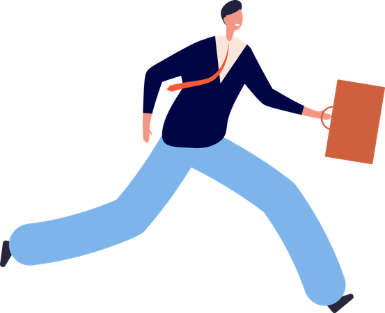 Businessman Running With Briefcase  Illustration