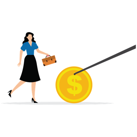 Businessman running with briefcase while getting profit  Illustration