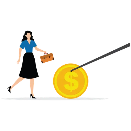 Businessman running with briefcase while getting profit  Illustration
