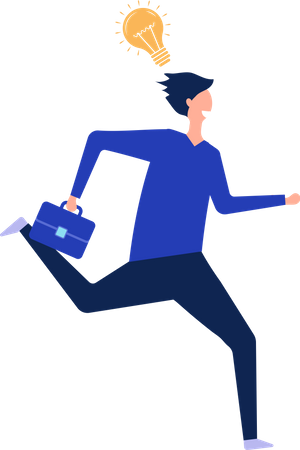 Businessman running with idea  Illustration