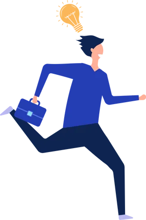 Businessman running with idea  Illustration