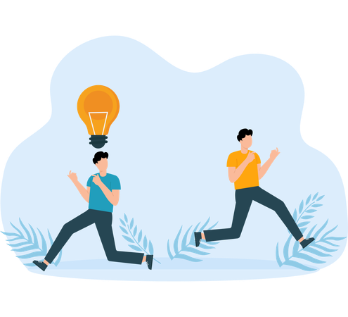 Businessman running with Think different business direct  to success  Illustration