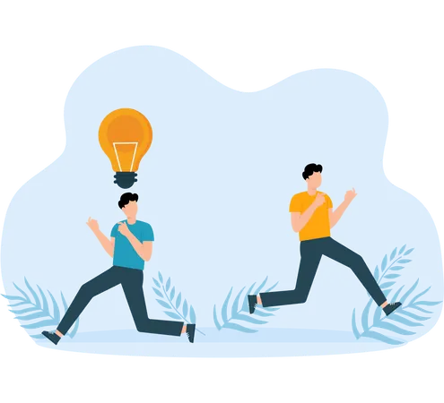 Businessman running with Think different business direct  to success  Illustration