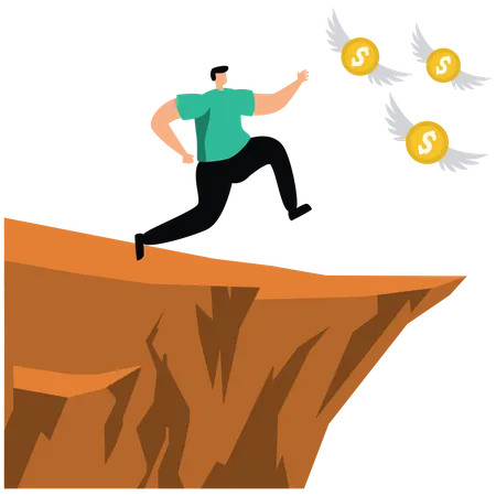 Businessman Runs After Money  Illustration