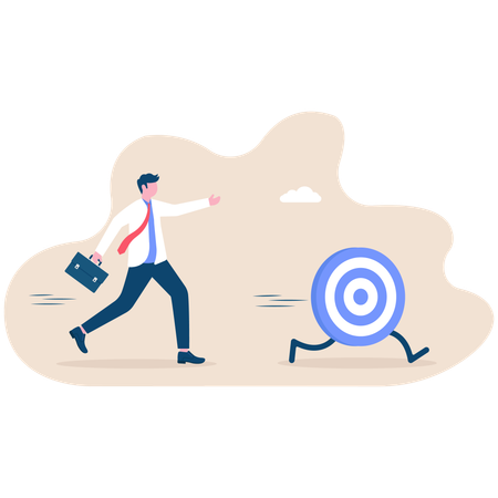 Businessman runs after target achievement  Illustration