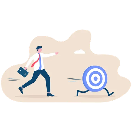 Businessman runs after target achievement  Illustration