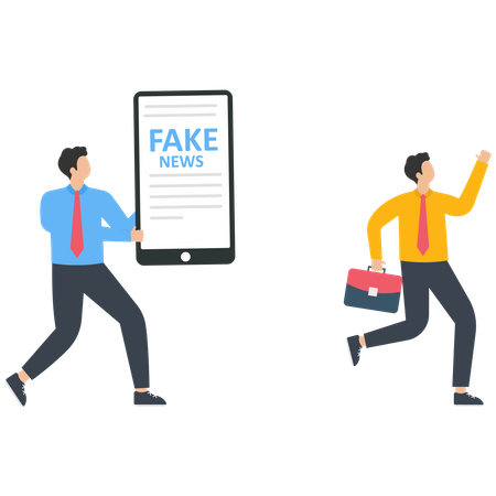 Businessman runs away from a fake news  Illustration
