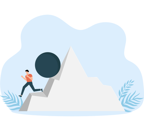 Businessman runs away from business problems  Illustration