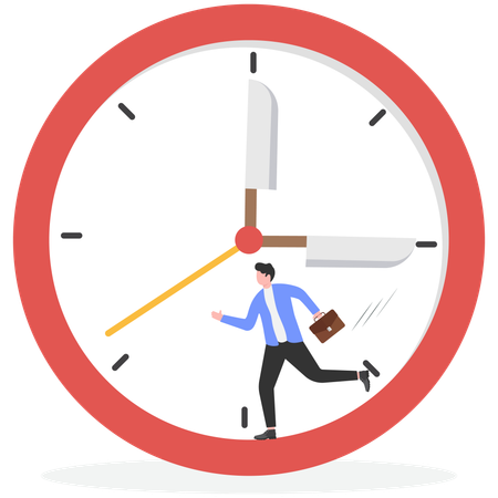 Businessman runs behind deadlines  Illustration