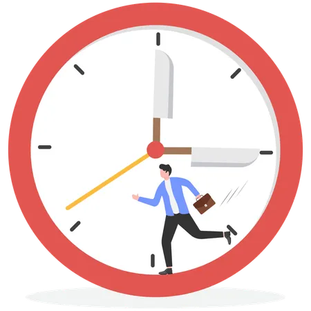 Businessman runs behind deadlines  Illustration