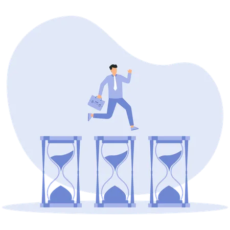 Businessman runs for business meeting  Illustration