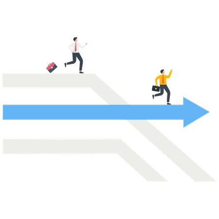 Businessman runs on a growth arrow  Illustration