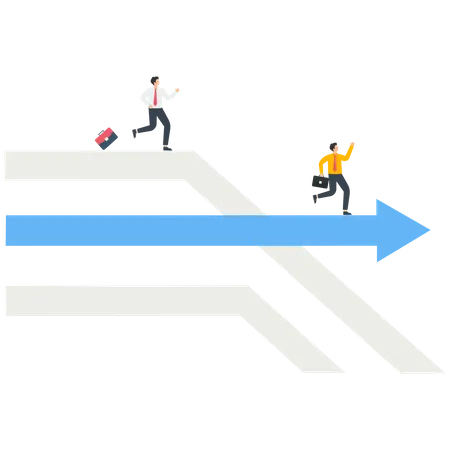 Businessman runs on a growth arrow  Illustration