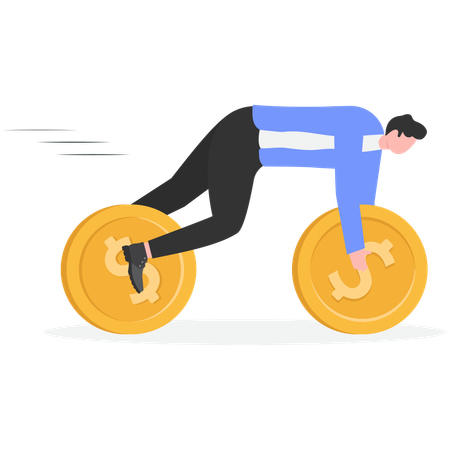 Businessman runs on currency coin  Illustration