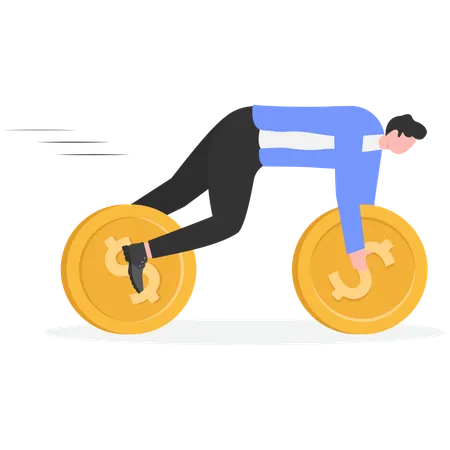 Businessman runs on currency coin  Illustration