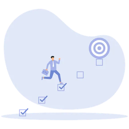 Businessman runs to achieve targets  Illustration