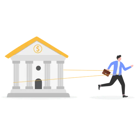 Businessman runs to pay home loan  Illustration