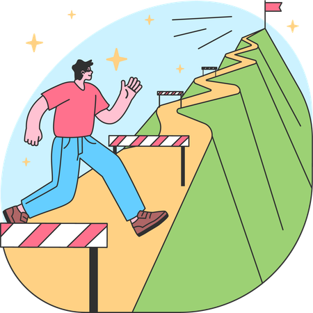 Businessman runs towards his goal  Illustration