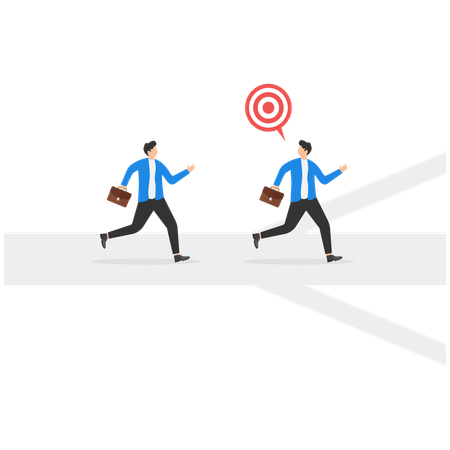 Businessman runs towards target  Illustration