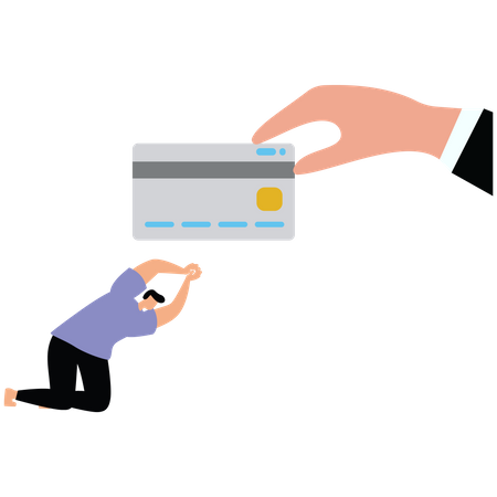 Businessman rushed to the sky and smashed credit card  Illustration