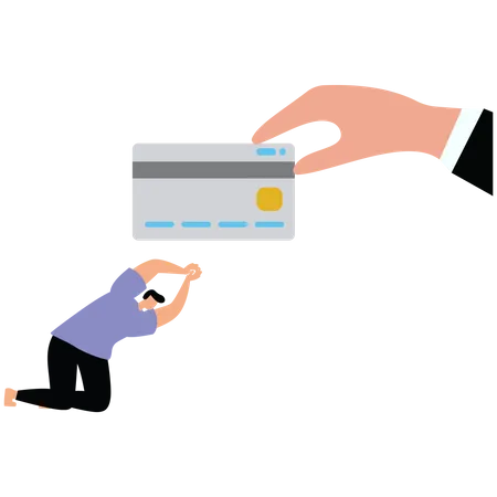 Businessman rushed to the sky and smashed credit card  Illustration