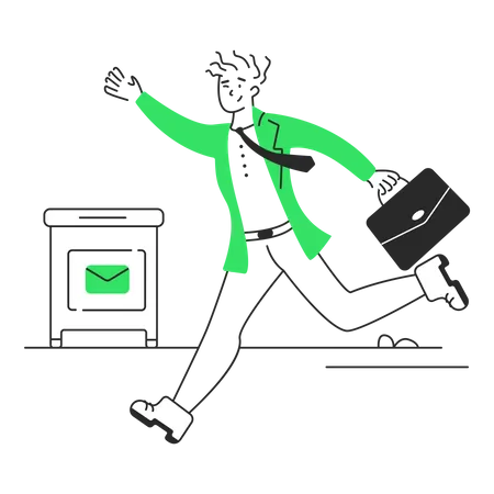 Businessman rushing to work  Illustration