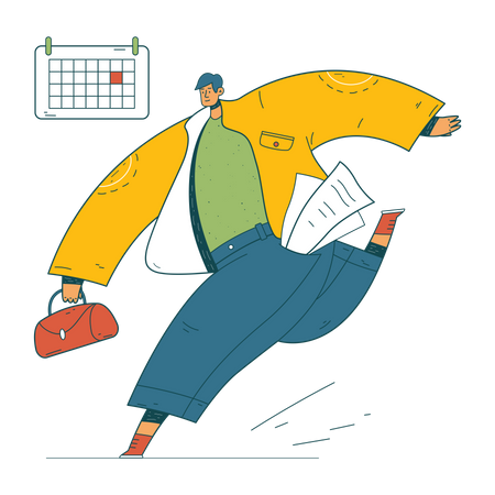 Businessman rushing towards work Illustration