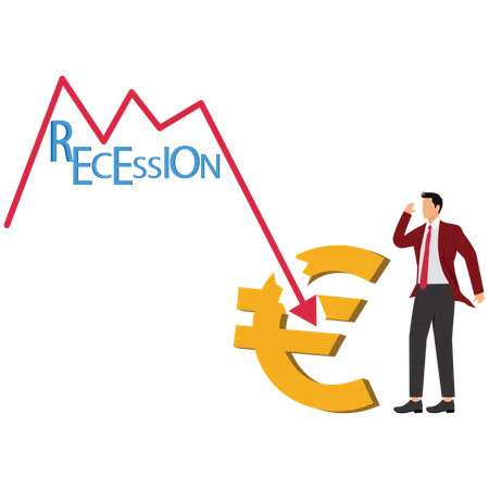 Businessman sad for Economic Slowdown in Europe  Illustration