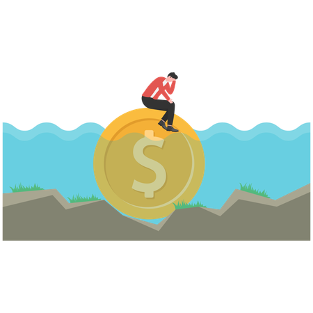 Businessman sad for financial crisis  Illustration