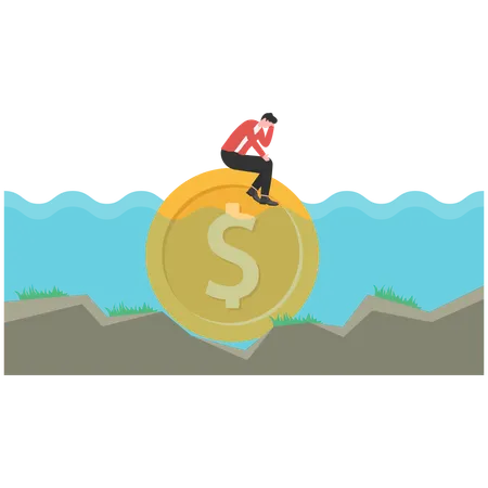 Businessman sad for financial crisis  Illustration