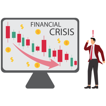 Businessman sad for Global Financial Downturn  Illustration