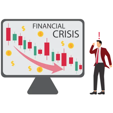 Businessman sad for Global Financial Downturn  Illustration