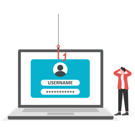Businessman sad for hacking login and password  Illustration
