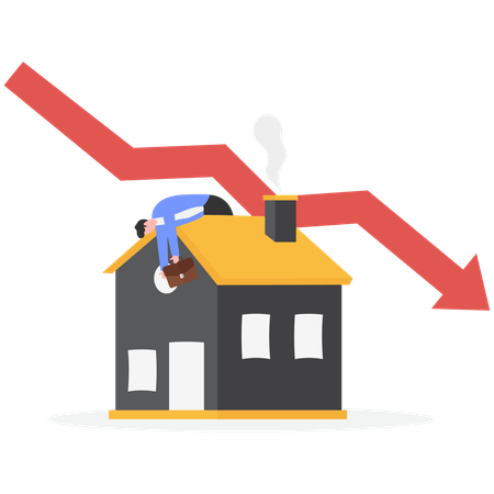 Businessman sad for property rate loss  Illustration