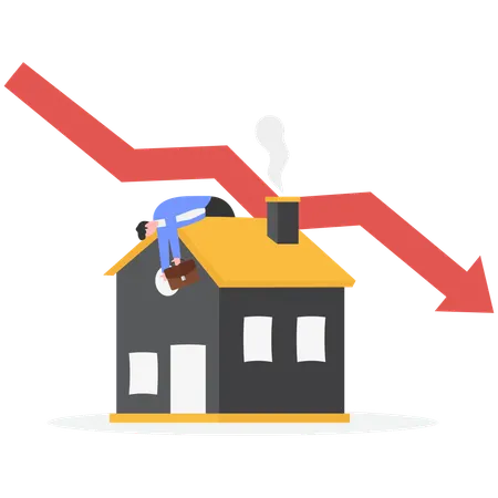 Businessman sad for property rate loss  Illustration