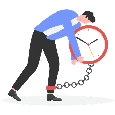 Businessman salary man carry heavy big clock burden  Illustration