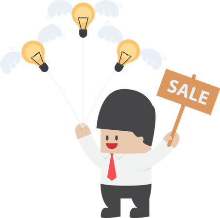 Businessman sale light bulb idea  Illustration