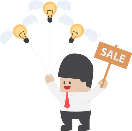 Businessman sale light bulb idea  Illustration